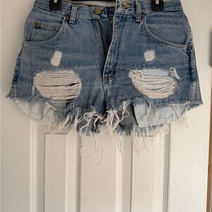Wrangler Blue Distressed Jean Shorts